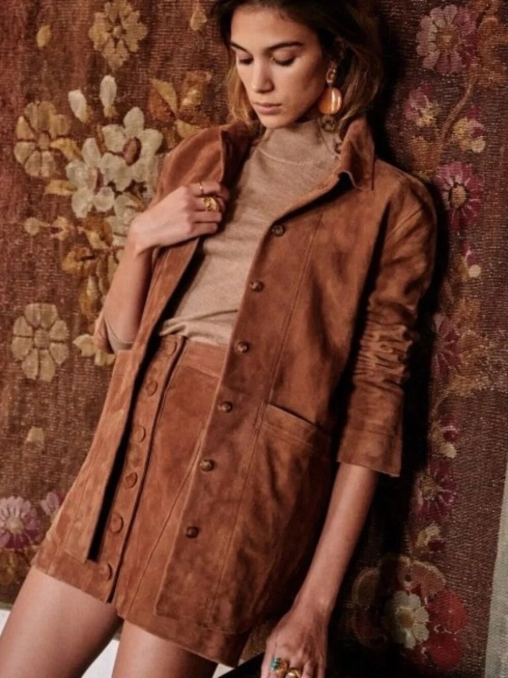 Sezane Will Jacket in Camel Suede - Picture 3 of 7
